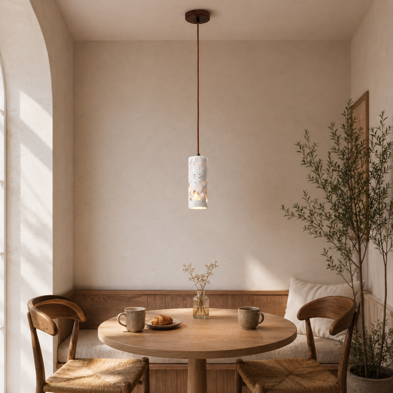 Travolith Model 6520 Natural Wood LED Pendant Light | Minimalist Translucent Stone Style Hanging Lamp for Modern Interiors - product view 7