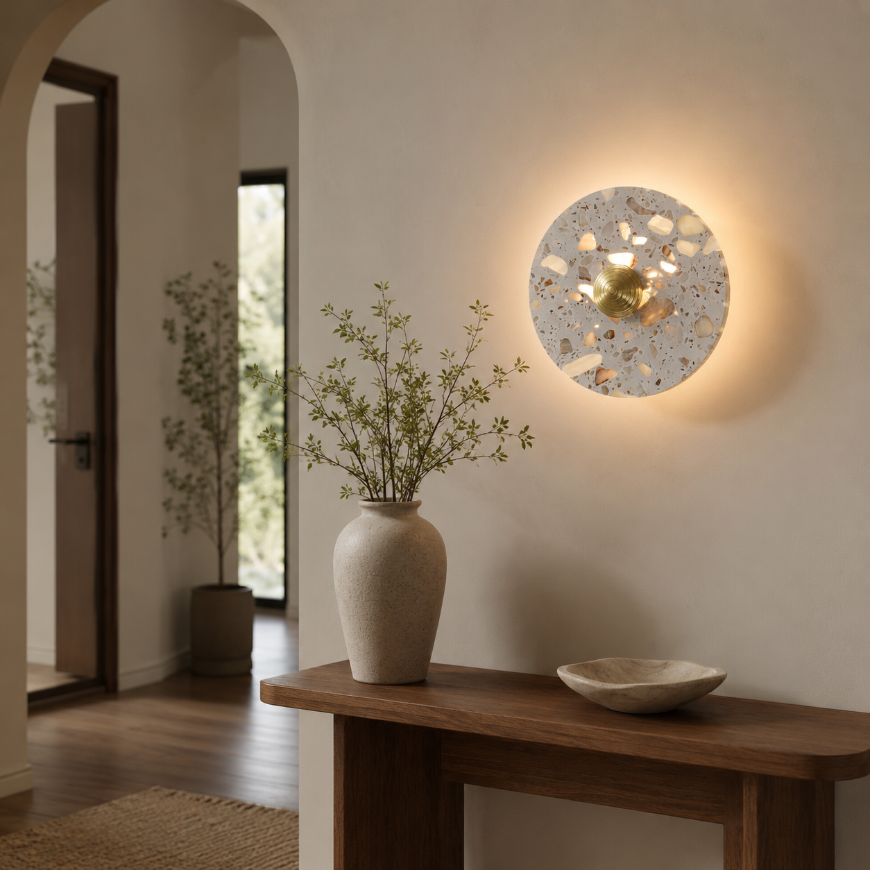 Travolith French Cream Translucent Stone LED Wall Sconce – Sculptural Bedside & Stairway Light - product view 8