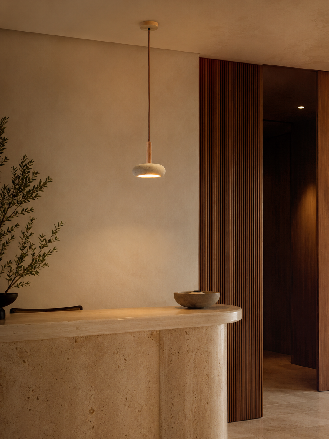 Travolith Halo Travertine Pendant Light - product view 8