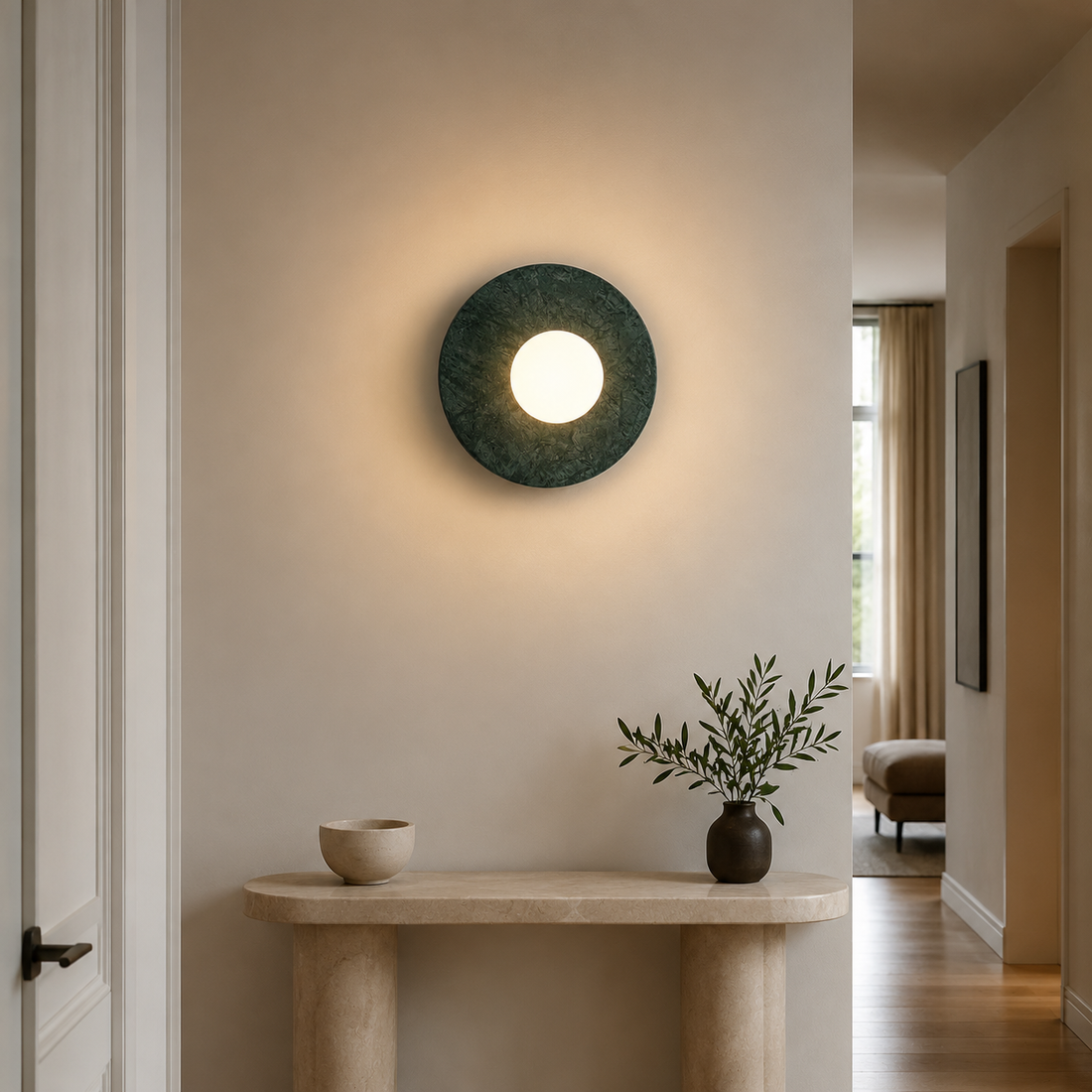 Travolith Verde Luna Marble Ring LED Wall Sconce – Italian Minimalist Designer Light - product view 1