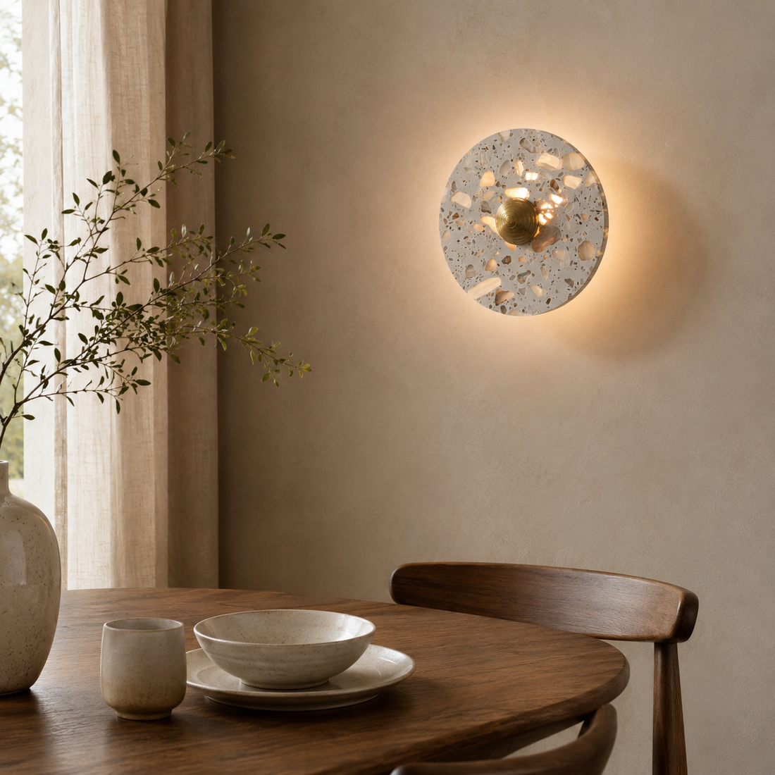 Travolith French Cream Translucent Stone LED Wall Sconce – Sculptural Bedside & Stairway Light - product view 1