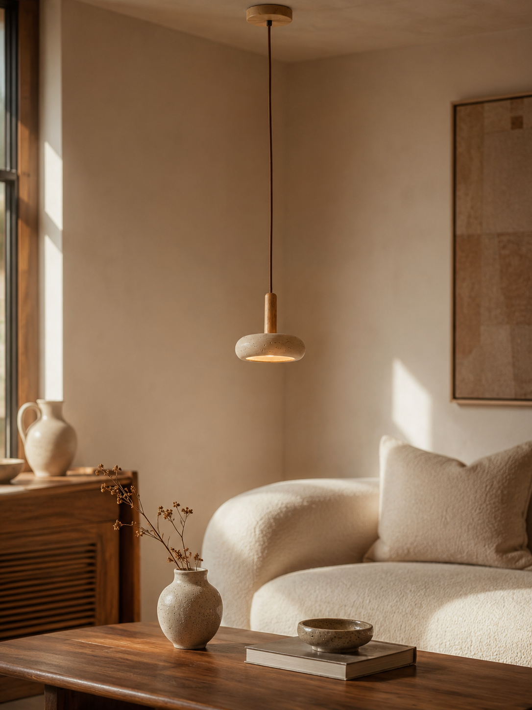 Travolith Halo Travertine Pendant Light - product view 4