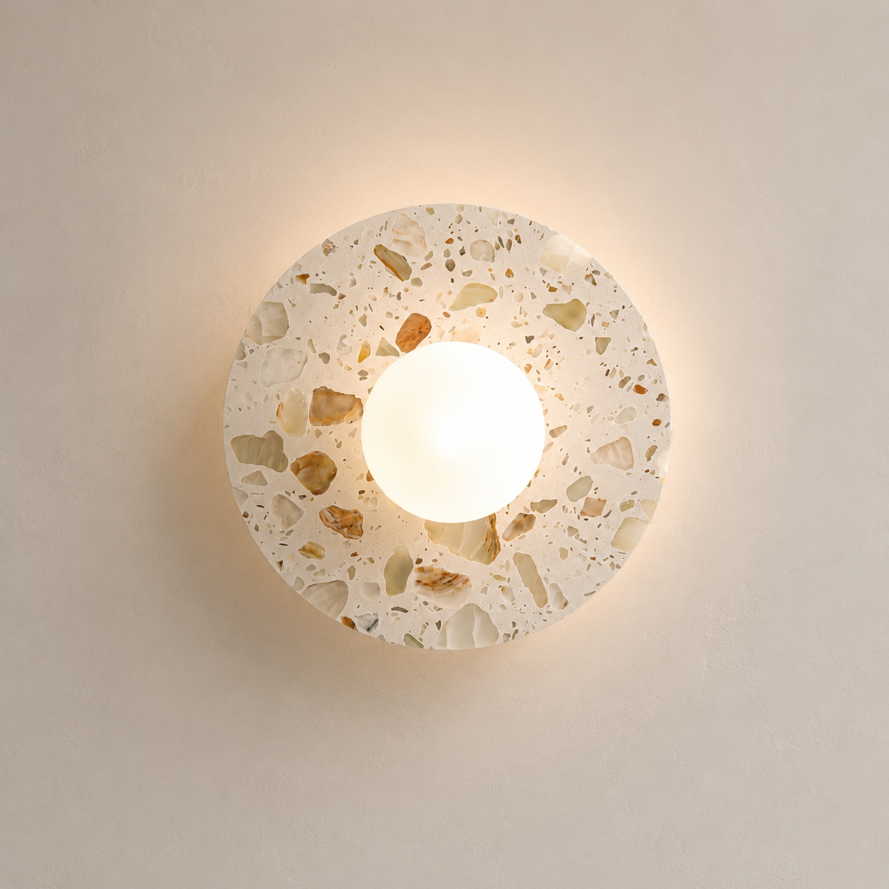 Travolith Nordic Solace Yellow Travertine LED Wall Sconce – Minimal Bedside & Hallway Light - product view 7