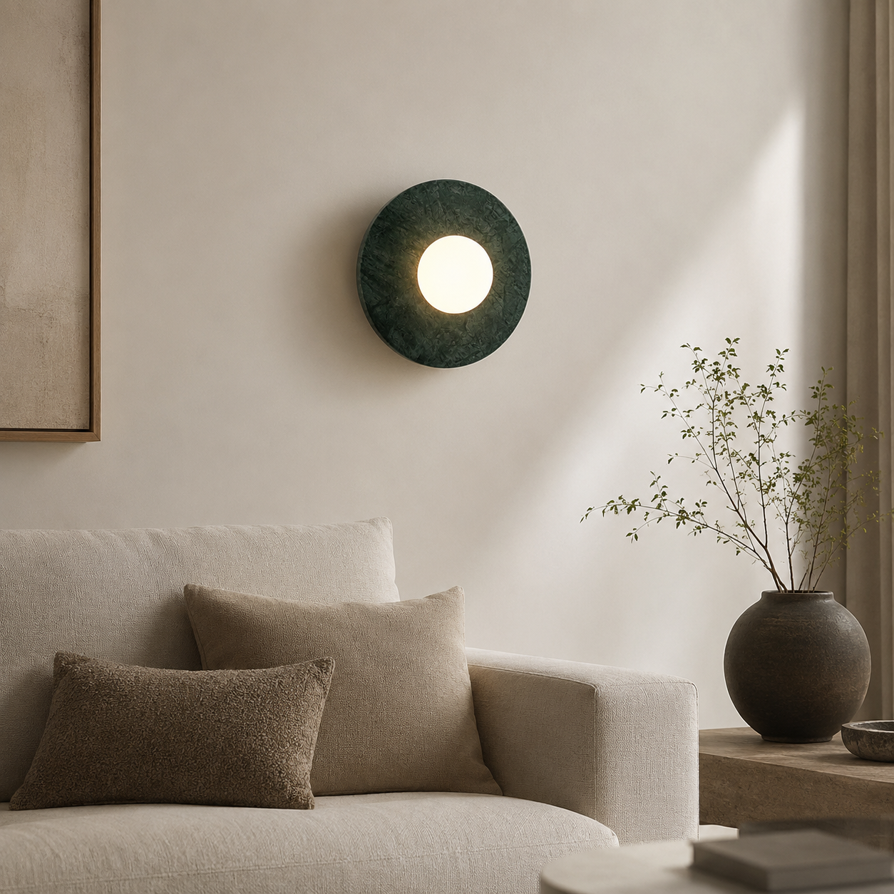 Travolith Verde Luna Marble Ring LED Wall Sconce – Italian Minimalist Designer Light - product view 7