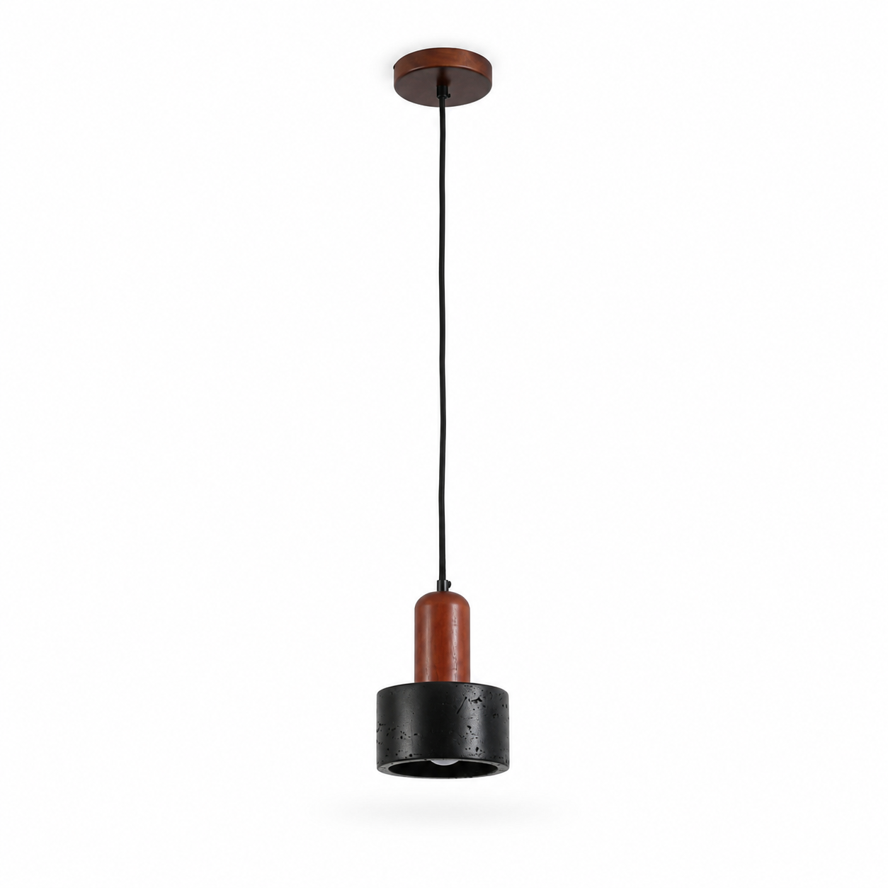 Travolith Black Travertine Pendant Light with Wood Accent – Large & Small Options - product view 4