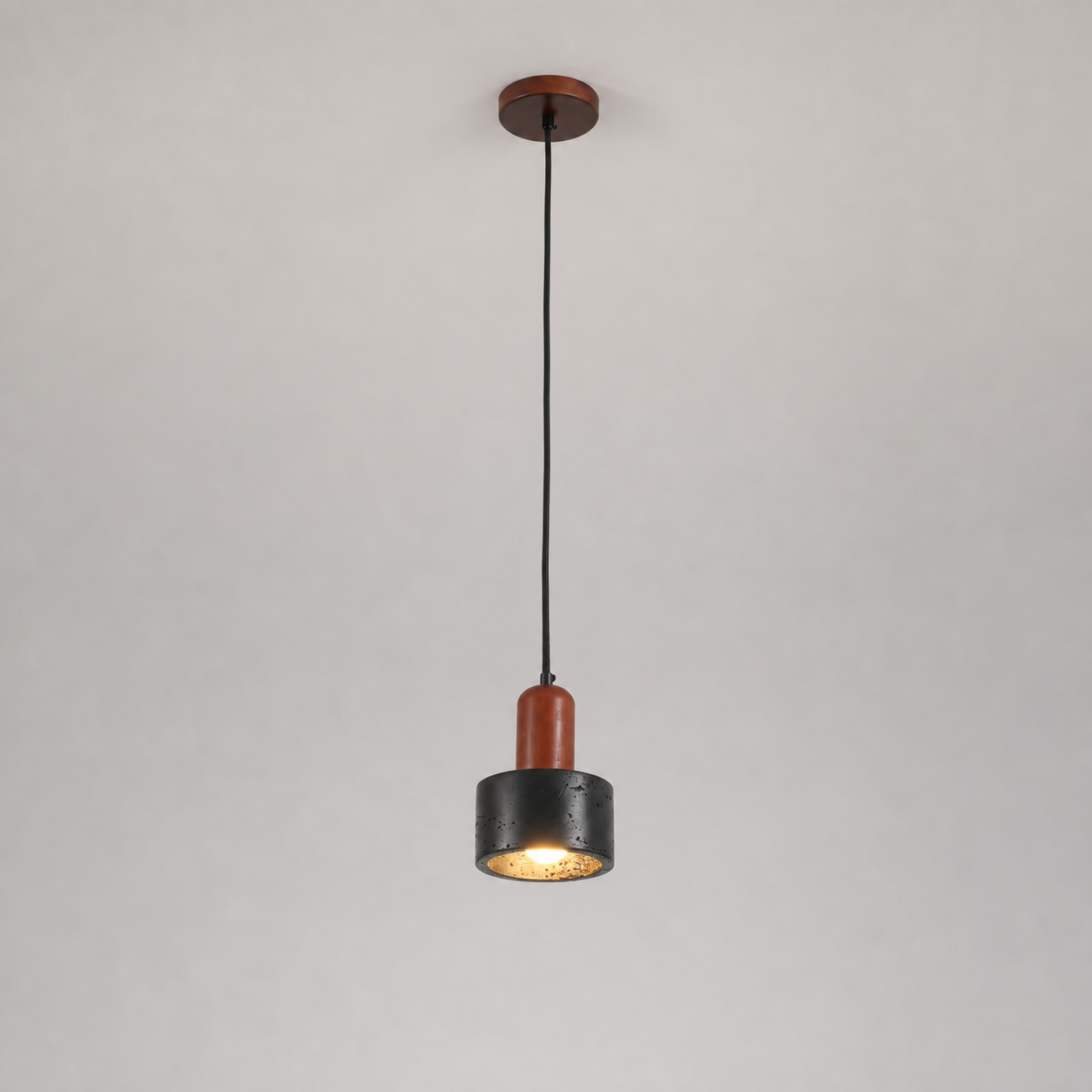 Travolith Black Travertine Pendant Light with Wood Accent – Large & Small Options - product view 7