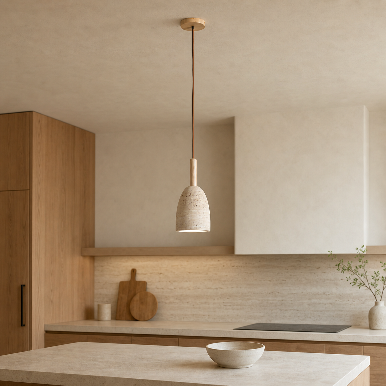 Travolith Luxury Travertine Pendant Light | Handmade Stone Lighting - product view 2