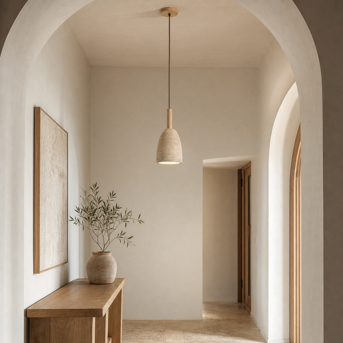 Travolith™ Luxury Travertine Pendant Light | Handmade Stone Lighting