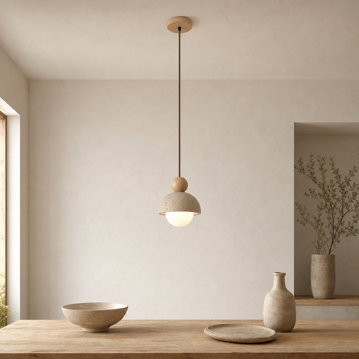 Vintage Yellow Travertine Pendant Light for Bedroom, Dining Room & Bar Island