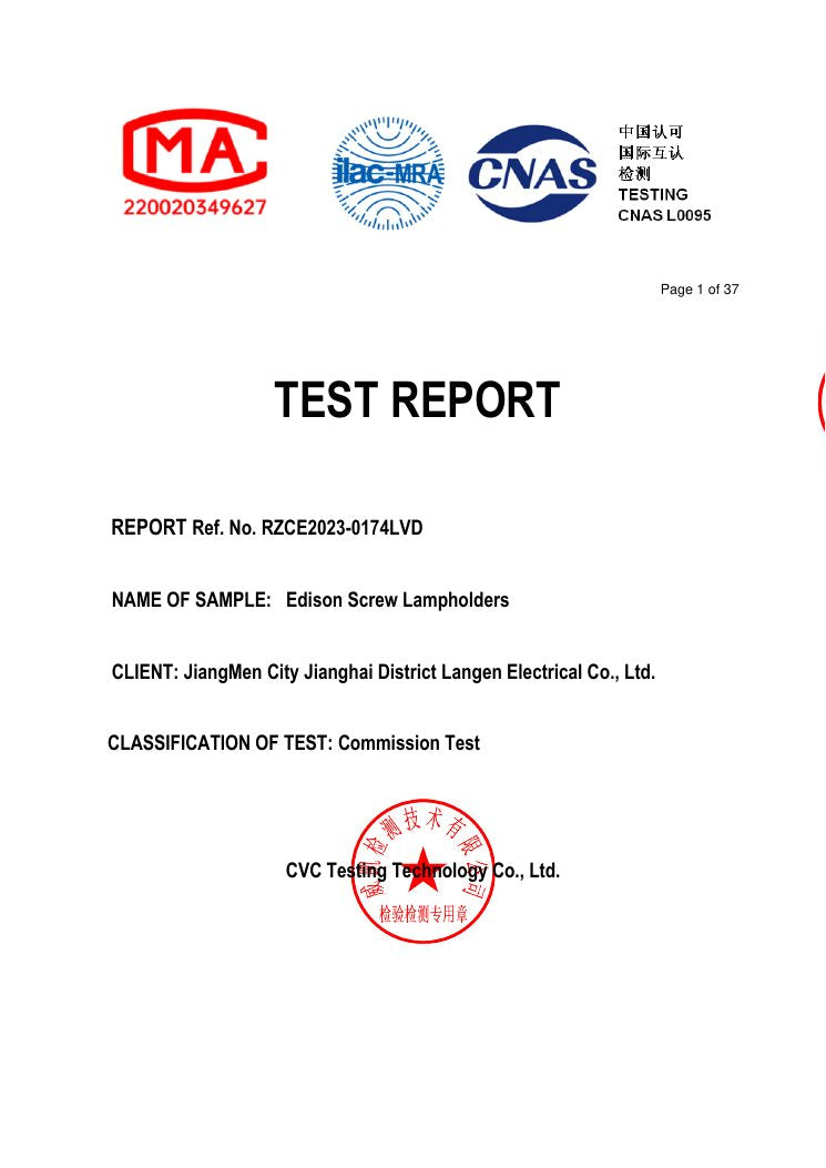 E14 LVD Test Report document cover